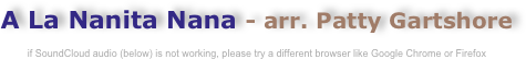 A La Nanita Nana - arr. Patty Gartshore

if SoundCloud audio (below) is not working, please try a different browser like Google Chrome or Firefox